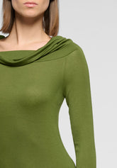 Maglia Scollo Drappeggiato Manica Lunga in Modal e Cashmere Perfect Line Cashmere - Botanic - Botanic | Oroblù