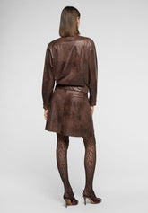 Minirock aus Kunstleder im Vintage-Look Ecoleather - Dunkelbraun - Dark brown | Oroblù