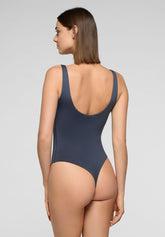 Body Spallina Stretta in Eco-Microfibra Elasticizzata Skinwear - Hematite - Hematite 1 | Oroblù