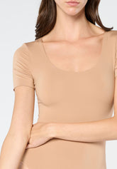 Body Maniche Corte in Eco-Microfibra Elasticizzata Skinwear - Nudo - Skin | Oroblù