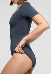 Body Maniche Corte in Eco-Microfibra Elasticizzata Skinwear - Hematite - Hematite 1 | Oroblù