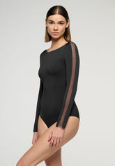 Body Maniche Lunghe Microfibra Elasticizzata Skinwear - Nero - Black | Oroblù