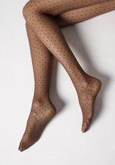 Collant Velato effetto Tulle con Micro Pois Plumetis 30 - Caffè - Moka | Oroblù
