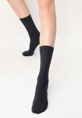 Calzino in Lana e Cashmere Gwen - Nero Melange - Black melange | Oroblù