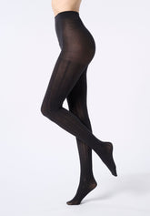 Collant in Cotone con Motivo Geometrico Cotton Knit - Nero - Black | Oroblù
