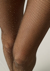 Collant a Rete in Lamé Argento Diamonds Tricot - Cioccolato 3 - Chocolate 3 | Oroblù