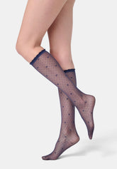 Mi‑bas transparent micro‑motif Graceful 20 - Bleu Marine 5 - Marine 5 | Oroblù