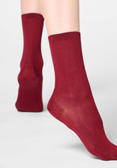 Calzino Ankle A Costine Sottili in Filo di Scozia - Rosso Intenso - Deep red | Oroblù