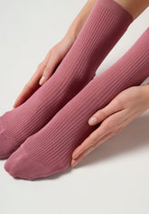 Calzino Ankle A Costine Sottili in Filo di Scozia - Peony - Peony 12 | Oroblù