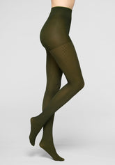 Blickdichte Strumpfhose Vertical Rib 60 - Schwarz und Grün - Black/botanic | Oroblù