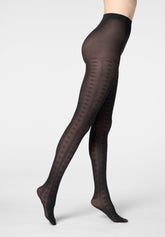 Soft Lyocell Tights Texture Grace - Black - Black | Oroblù