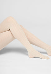 Soft Lyocell Tights Texture Grace - Wool White - Wool | Oroblù