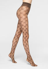 Collant semi-velato effetto Pizzo Floreale Stylish Lace 30 - Cioccolato 3 - Chocolate 3 | Oroblù