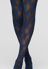 Semi-blickdichte Strumpfhose Urban Grid 40 - Schwarz und Marineblau - Black/marine | Oroblù