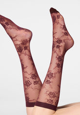 Gambaletto semi-Velato Floreale Pure Lace 20 - Bordeaux 11 - Bordeaux 11 | Oroblù