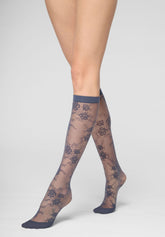 Gambaletto semi-Velato Floreale Pure Lace 20 - Hematite - Hematite 1 | Oroblù