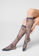 Gambaletto semi-Velato Floreale Pure Lace 20 - Hematite - Hematite 1 | Oroblù