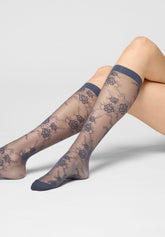 Gambaletto semi-Velato Floreale Pure Lace 20 - Hematite - Hematite 1 | Oroblù