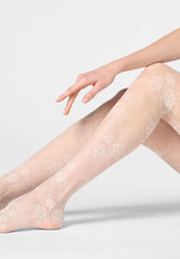 Collant semi-Velato Floreale Pure Lace 20 - Bianco Lana - Wool | Oroblù