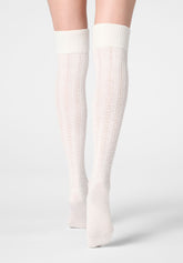 Soft Knit Openwork Over-the-Knee Socks - Wool White - Wool | Oroblù