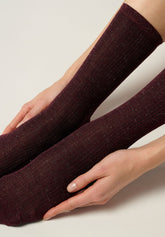 Ribbed Viscose Socks Rib Glow - Bordeaux 11 - Bordeaux 11 | Oroblù