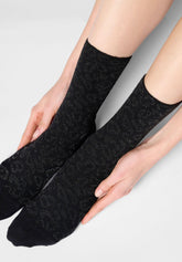 Chaussettes courtes en coton chaud avec détails Lamé Glam Spots - Noir - Black | Oroblù