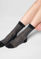 Kurze Socke Bloom Knit - Grau Melange - Grey melange | Oroblù