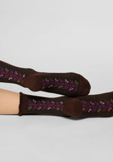 Calzino Corto in Cotone Floral Band - Cioccolato - Chocolate | Oroblù