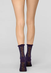 Calzino Corto in Cotone Floral Band - Violet - Violet | Oroblù