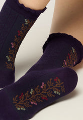 Calzino Corto in Cotone Floral Band - Violet - Violet | Oroblù