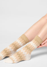 Short Socks Velvet Tweed - Wool White - Wool | Oroblù