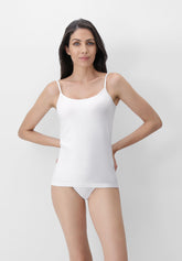 Canotta con Spallino Sottile Senza Cuciture Dolcevita - Bianco - White | Oroblù
