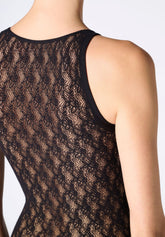 Body a Rete con Motivo Floreale Rosy Net - Nero - Black | Oroblù