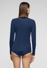 Lang armeliger Rollkragenpullover aus Stretch-Modal Perfect Line - Marineblau 2 - Marine 2 | Oroblù