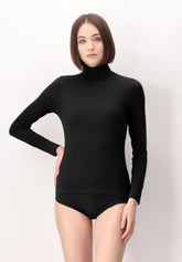 Maglia Dolcevita Manica Lunga in Micromodal e Cashmere Perfect Cashmere - Nero - Black | Oroblù