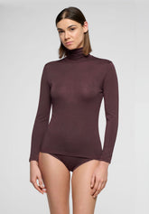 Micromodal and Cashmere Long Sleeve Turtleneck Sweater Perfect Cashmere - Chocolate 3 - Chocolate 3 | Oroblù