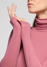 Lang armeliger Rollkragenpullover aus Micromodal und perfektem Kaschmir - Peony - Peony 12 | Oroblù