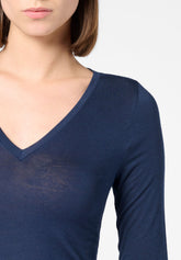 Maglia Maniche 3 -4 in Micromodal e Cashmere Perfect Cashmere - Blu - Blue | Oroblù