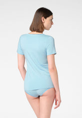 Maglia Manica Corta in Cotone e Modal Perfect Line Cotton - Azzurro Cielo 8 - Sky 8 | Oroblù