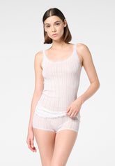 Canotta Spallina Stretta in Filo di Scozia Luxe - Bianco - White | Oroblù