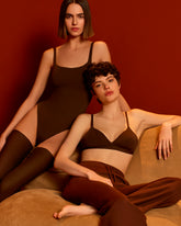 Body Maniche Corte in Eco-Microfibra Elasticizzata Skinwear - Marrone Scuro - Dark brown | Oroblù