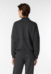 Felpa in Tessuto Tecnico Viscosa con Zip e Inserti Lucidi Boarding Pass - Antracite - Anthracite | Oroblù