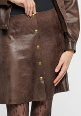 Minijupe en similicuir effet vintage Ecoleather - Marron Foncé - Dark brown | Oroblù