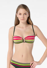 Reggiseno Fascia Imbottito Costume Golden Stripes - Verde Foresta - Forest | Oroblù