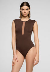 Body Smanicato in Microfibra Elasticizzata Skinwear - Marrone Scuro - Dark brown | Oroblù