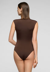 Body Smanicato in Microfibra Elasticizzata Skinwear - Marrone Scuro - Dark brown | Oroblù