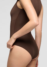 Body Smanicato in Microfibra Elasticizzata Skinwear - Marrone Scuro - Dark brown | Oroblù