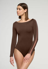 Body Maniche Lunghe Microfibra Elasticizzata Skinwear - Marrone Scuro - Dark brown | Oroblù