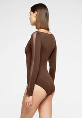 Body Maniche Lunghe Microfibra Elasticizzata Skinwear - Marrone Scuro - Dark brown | Oroblù