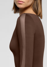 Body Maniche Lunghe Microfibra Elasticizzata Skinwear - Marrone Scuro - Dark brown | Oroblù